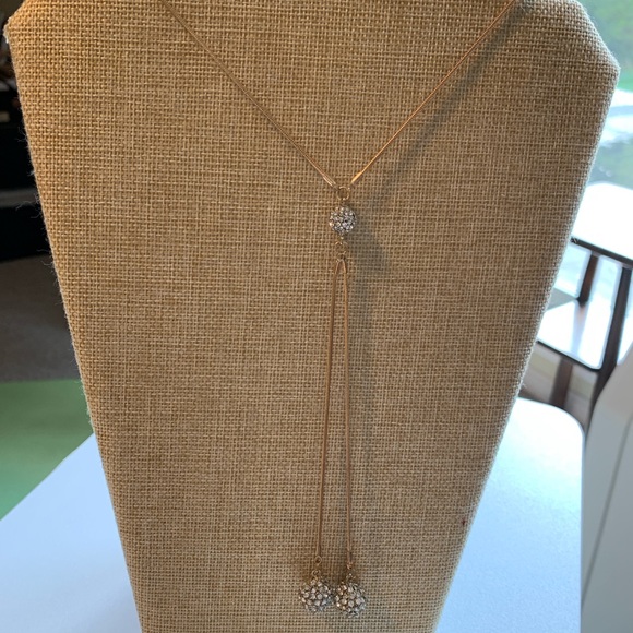 Vintage Elegant Gold Tone Lauriet Style Necklace with Rhinestone Ball Accents - Picture 3 of 8